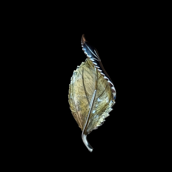 Leaf brooch, gold enamel, lovely - Picture 5 of 5